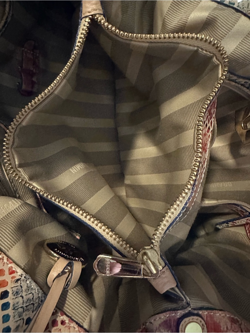 Elisa Multi-Color Snake-Print Leather Tote Bag by Brahmin - Picture 9 of 16